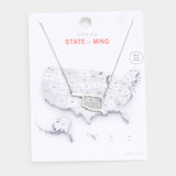 White Gold Dipped Oklahoma State Pendant Necklace