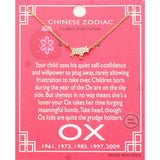 Lunar 12 Zodiac Gold Dipped CZ Ox Pendant Necklace