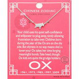 Lunar 12 Zodiac White Gold Dipped CZ Ox Pendant Necklace