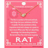 Lunar 12 Zodiac Gold Dipped CZ Rat Pendant Necklace
