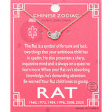 Lunar 12 Zodiac White Gold Dipped CZ Rat Pendant Necklace