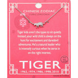 Lunar 12 Zodiac White Gold Dipped CZ Tiger Pendant Necklace