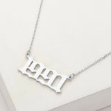 White Gold Dipped 1991 Birth Year Plate Pendant Necklace