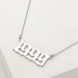 White Gold Dipped 1999 Birth Year Plate Pendant Necklace