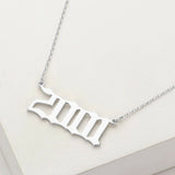 White Gold Dipped 2001 Birth Year Plate Pendant Necklace