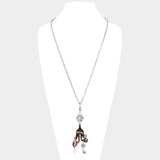 "Believe" Cross Key Lock Pearl Pendants Long Necklace