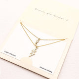 CZ Embellished Metal Lightning Pendant Double Layered Necklace