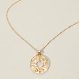 Floral Encased Botanical Ring Pendant Necklace
