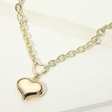 14K Gold Plated Heart Pendant Chunky Chain Necklace