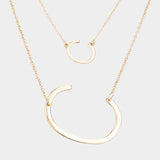 -C- Initial Monogram 2Row Strand Double Detachable Chain Necklace