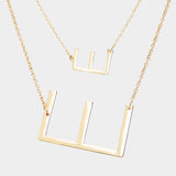 -E- Initial Monogram 2Row Strand Double Detachable Chain Necklace