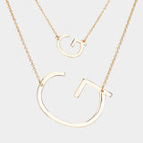 -G- Initial Monogram 2Row Strand Double Detachable Chain Necklace