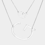 -G- Initial Monogram 2Row Strand Double Detachable Chain Necklace