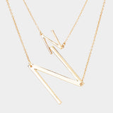 -N- Initial Monogram 2Row Strand Double Detachable Chain Necklace