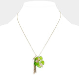 Bloom Flower Pendant Tassel Drop Necklace