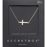 SECRETt BOX_14K Gold Dipped Sideways Cross Pendant Necklace