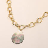 Abalone Shell Pendant Chunky Link Chain Necklace