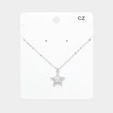 CZ Stone Paved Star Pendant Necklace