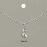 Cheers Message Champagne Bottle Brass Metal Pendant Necklace