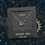 SECRET BOX_Sterling Silver Dipped CZ Aquarius Zodiac Sign Pendant Necklace
