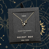 SECRET BOX _14K Gold Dipped CZ Pisces Zodiac Sign Pendant Necklace