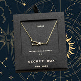 SECRET BOX_14K Gold Dipped CZ Taurus Zodiac Sign Pendant Necklace