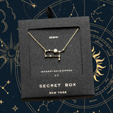 SECRET BOX_14K Gold Dipped CZ Gemini Zodiac Sign Pendant Necklace