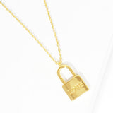 LOVE Gold Dipped Metal Lock Pendant Necklace