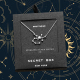SECRET BOX_Sterling Silver Dipped CZ Sagittarius Zodiac Sign Pendant Necklace