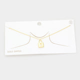 Gold Dipped Metal Lock Pendant Necklace