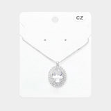 Oval CZ Stone Pointed Pendant Necklace