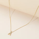 SECRET BOX_Brass Metal Stone Paved Eiffel Tower Pendant Necklace