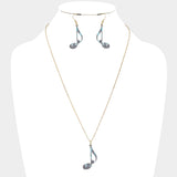 Patterned Music Note Pendant Necklace