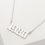 White Gold Dipped 1980 Birth Year Plate Pendant Necklace