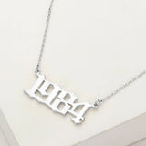 White Gold Dipped 1984 Birth Year Plate Pendant Necklace