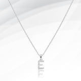 -E- Stainless Steel CZ Stone Paved Initial Monogram Pendant Necklace