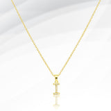 -I- Stainless Steel CZ Stone Paved Initial Monogram Pendant Necklace