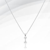 -I- Stainless Steel CZ Stone Paved Initial Monogram Pendant Necklace