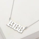 White Gold Dipped 1988 Birth Year Plate Pendant Necklace