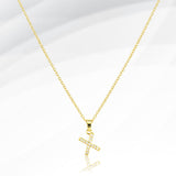 -X- Stainless Steel CZ Stone Paved Initial Monogram Pendant Necklace