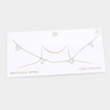 White Gold Dipped CZ GIGI Message Pendant Necklace