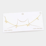 Gold Dipped CZ MIMI Message Pendant Necklace