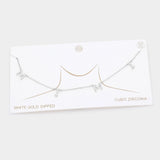 White Gold Dipped CZ MIMI Message Pendant Necklace
