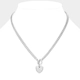 Crystal Rhinestone Pave Heart Pendant Toggle Necklace