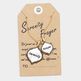 'Serenity Prayer' Moroccan Shape Metal Pendant Necklace