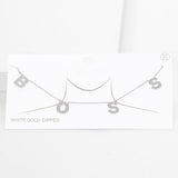 BOSS White Gold Dipped Message Pendant Necklace