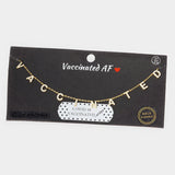 VACCINATED CZ Gold Dipped Message Station Pendant Necklace