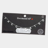 VACCINATED CZ White Gold Dipped Message Station Pendant Necklace