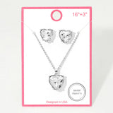 Silver Dipped Heart Stone Cluster Pendant Necklace