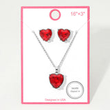Silver Dipped Heart Stone Cluster Pendant Necklace